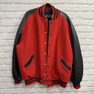 Rock Creek Athletics Letterman Jacket Men's 2X Red Black Varsity Wool & Leather